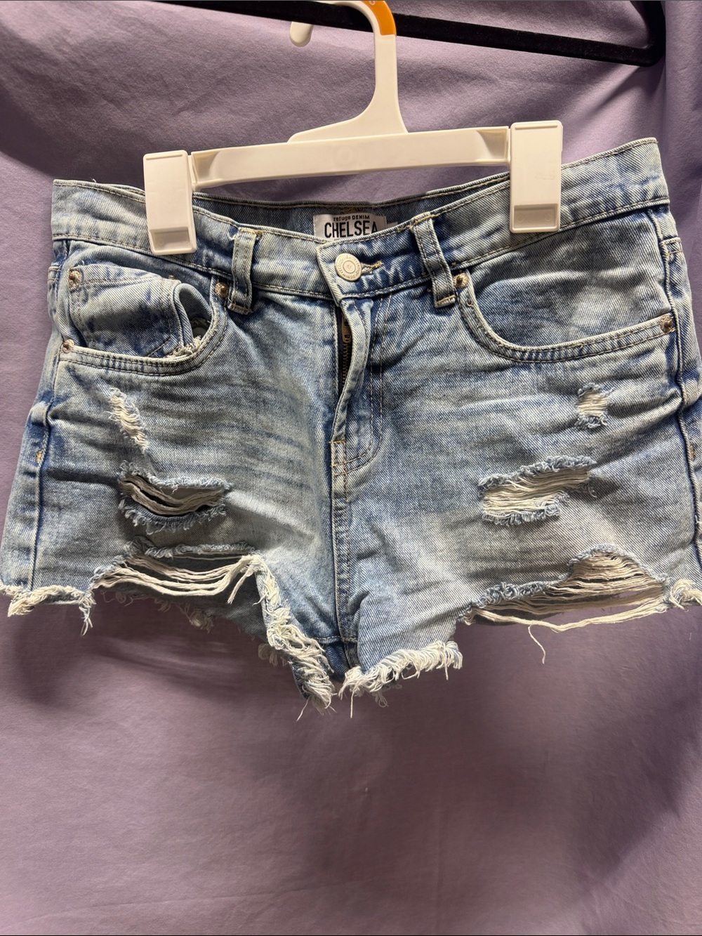 Light Wash Distressed Jean Shorts